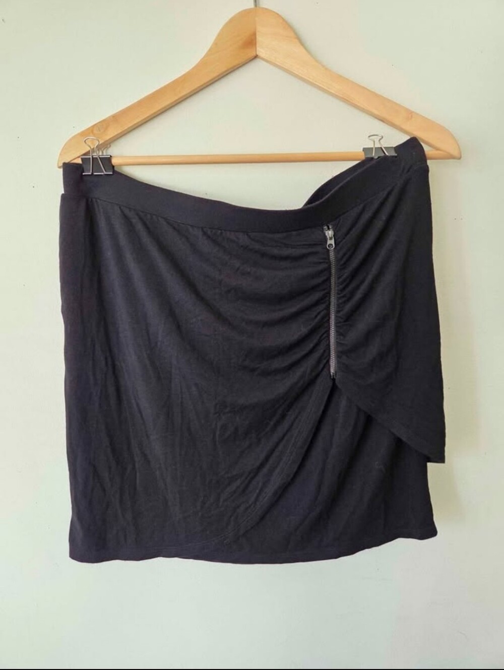 Reitmans Black Asymmetric Skirt with Front Zip